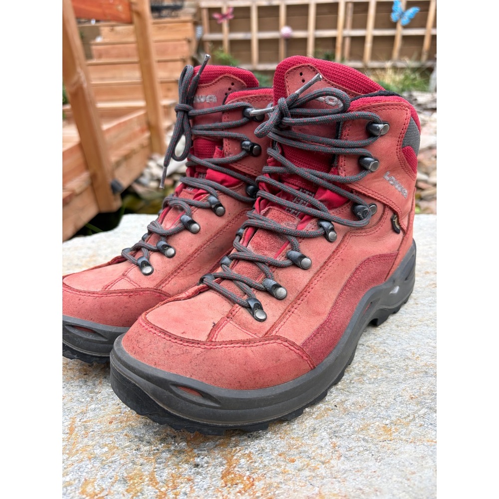 Lowa Renegade GTX Mid Ws Hiking Boots Red Gore-Tex Vibram Womens 10 320945 - Picture 9 of 10